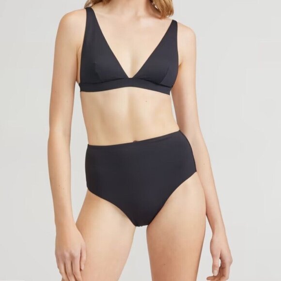 Everlane Women's NWT Black The ReNew Plunge Triangle Swim Top XL/C40.5 - Picture 7 of 11